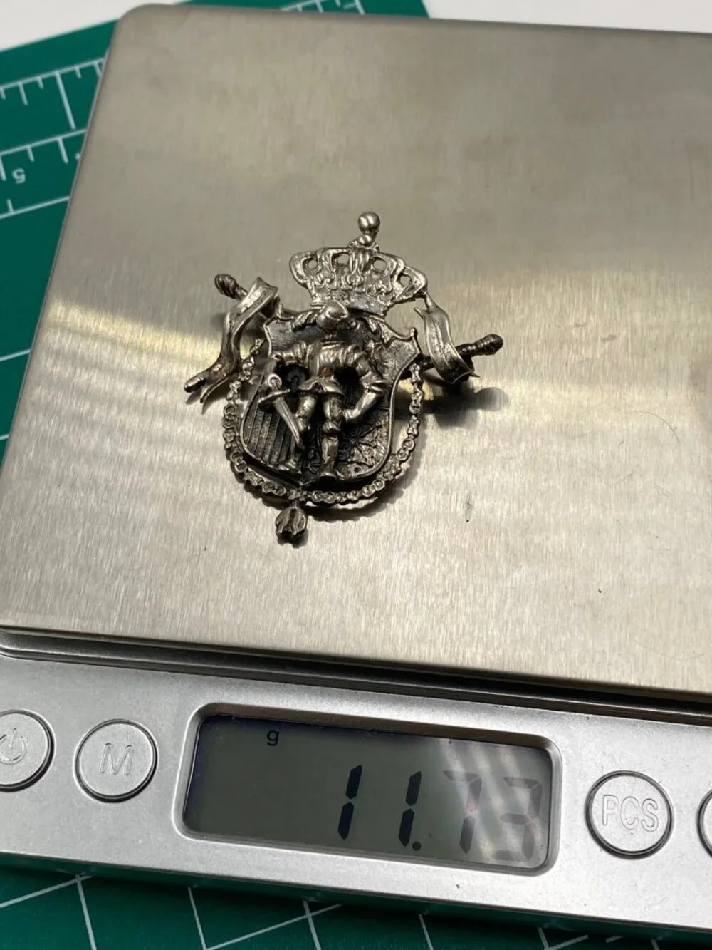 Vintage Sterling Silver Knight Crest Brooch